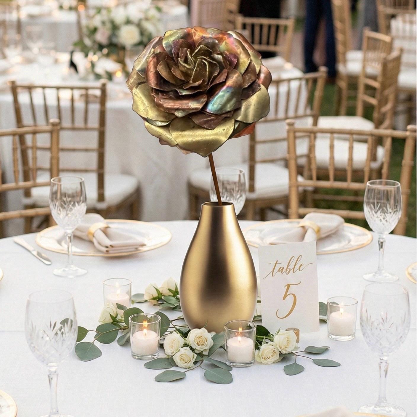 Flame Painted Copper Rose - Handcrafted Centerpieces - **Wedding Consultation**