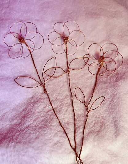 Handmadew Copper Wire Flowers | Minimalist Floral Decor | Set of 1, 2, or 3 | Forever Flowers | Unique Gift Idea