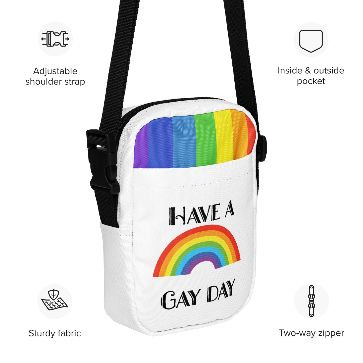 Have A Gay Day Rainbow Crossbody Bag - Pride