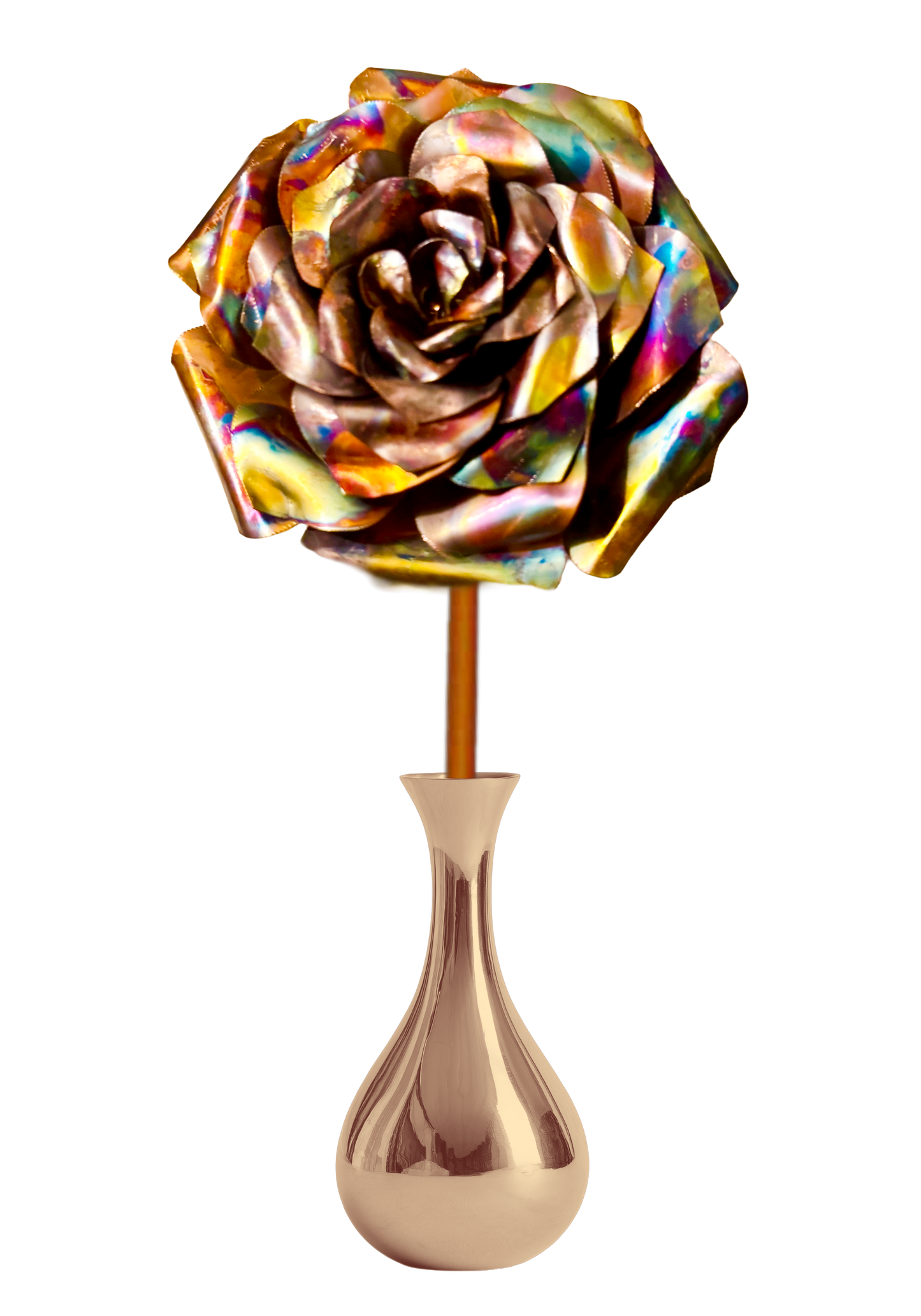 Flame Painted Rose | Hand-Crafted Copper Rose | Eternal Rose