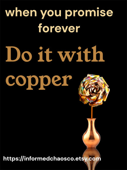 Flame Painted Rose | Hand-Crafted Copper Rose | Eternal Rose