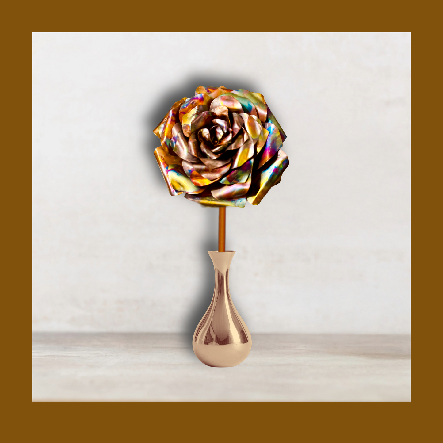Flame Painted Rose | Hand-Crafted Copper Rose | Eternal Rose