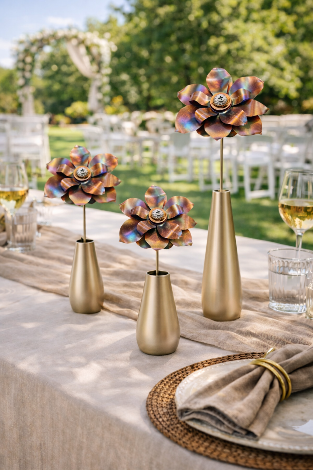 Flame Painted Copper Flower Sculptural One Of A Kind Handcrafted Patina Colors