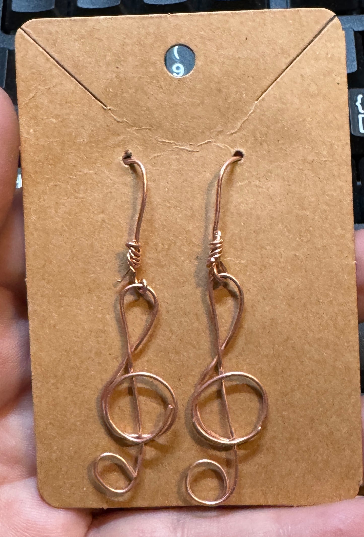 Handmade Copper Treble Clef Earrings Minimalist Music Jewelry Gift