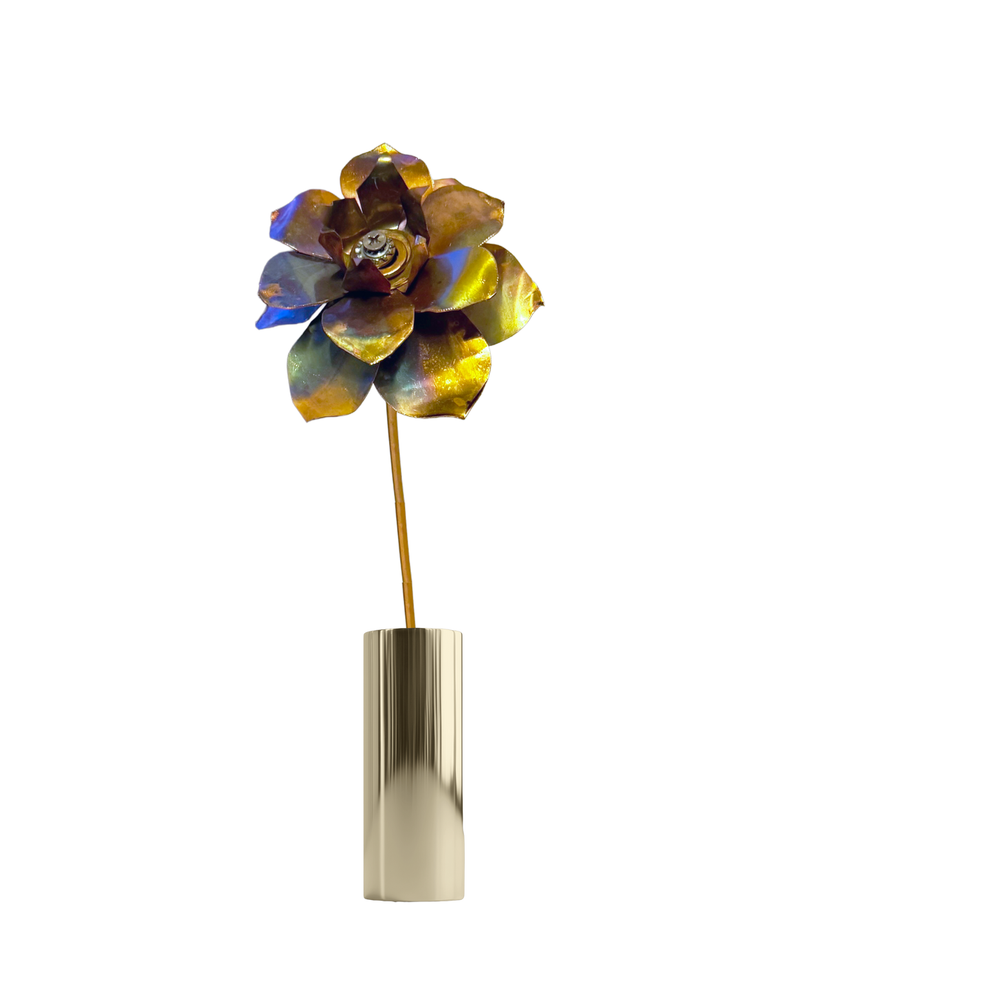 Flame Painted Copper Flower Sculptural One Of A Kind Handcrafted Patina Colors
