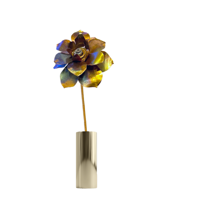 Flame Painted Copper Flower Sculptural One Of A Kind Handcrafted Patina Colors