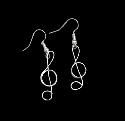 Handmade Copper Treble Clef Earrings Minimalist Music Jewelry Gift