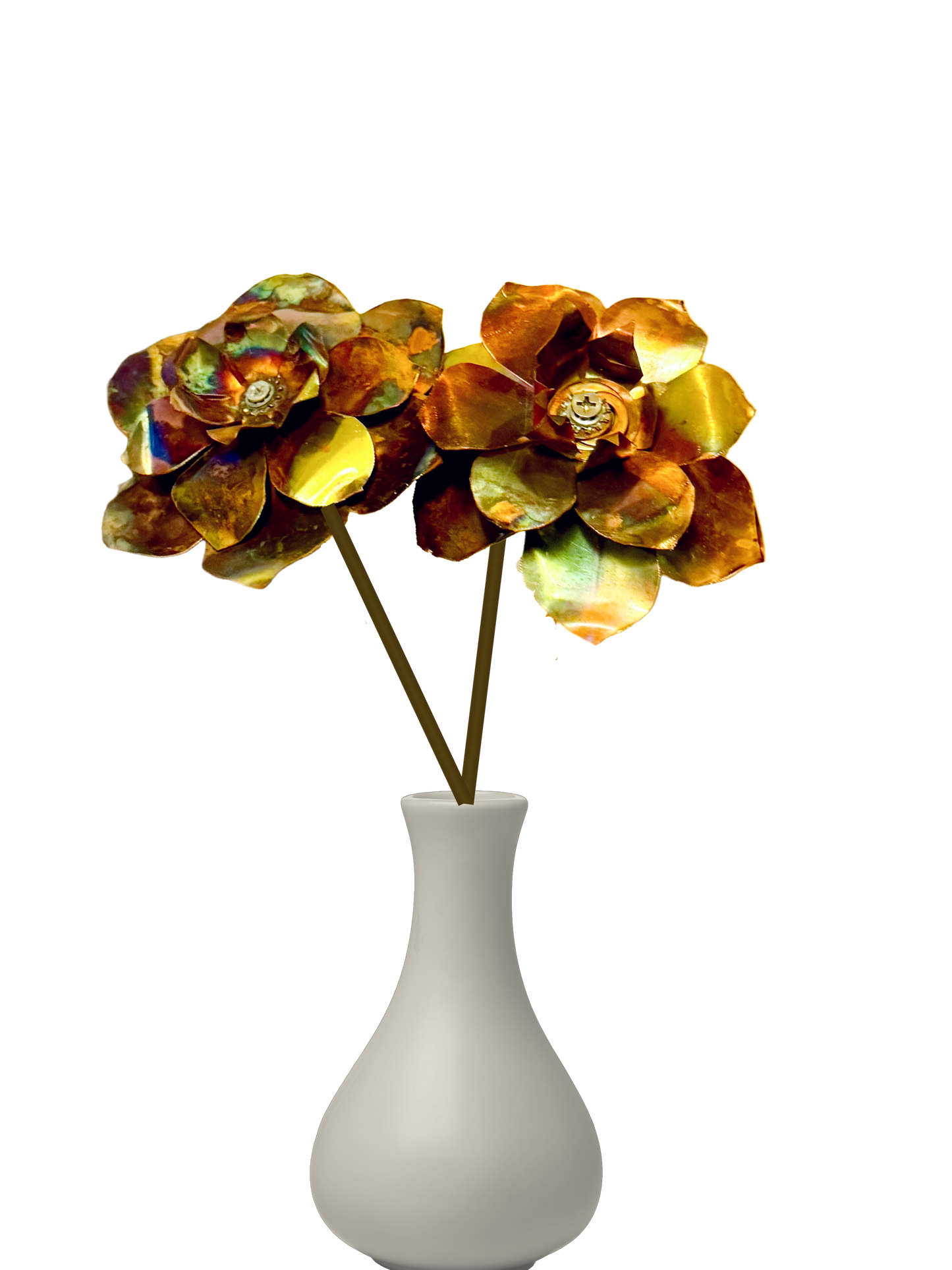 Flame Painted Copper Flower Sculptural One Of A Kind Handcrafted Patina Colors