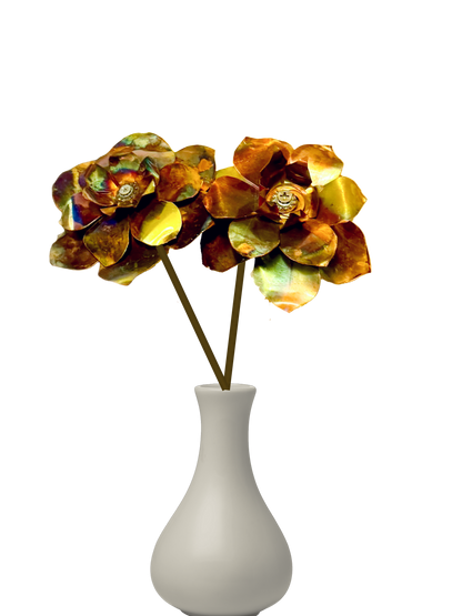 Flame Painted Copper Flower Sculptural One Of A Kind Handcrafted Patina Colors