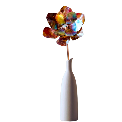 Flame Painted Copper Flower Sculptural One Of A Kind Handcrafted Patina Colors