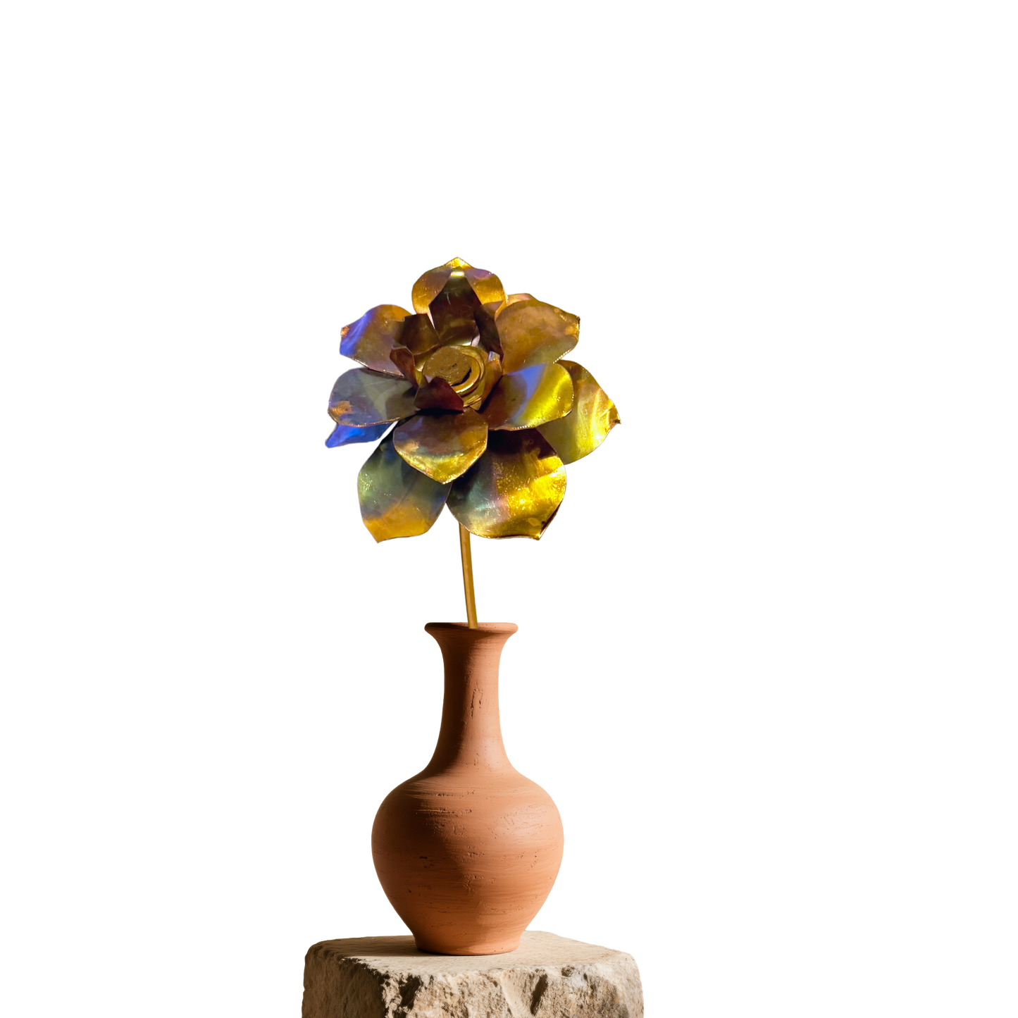 Flame Painted Copper Flower Sculptural One Of A Kind Handcrafted Patina Colors