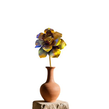 Flame Painted Copper Flower Sculptural One Of A Kind Handcrafted Patina Colors