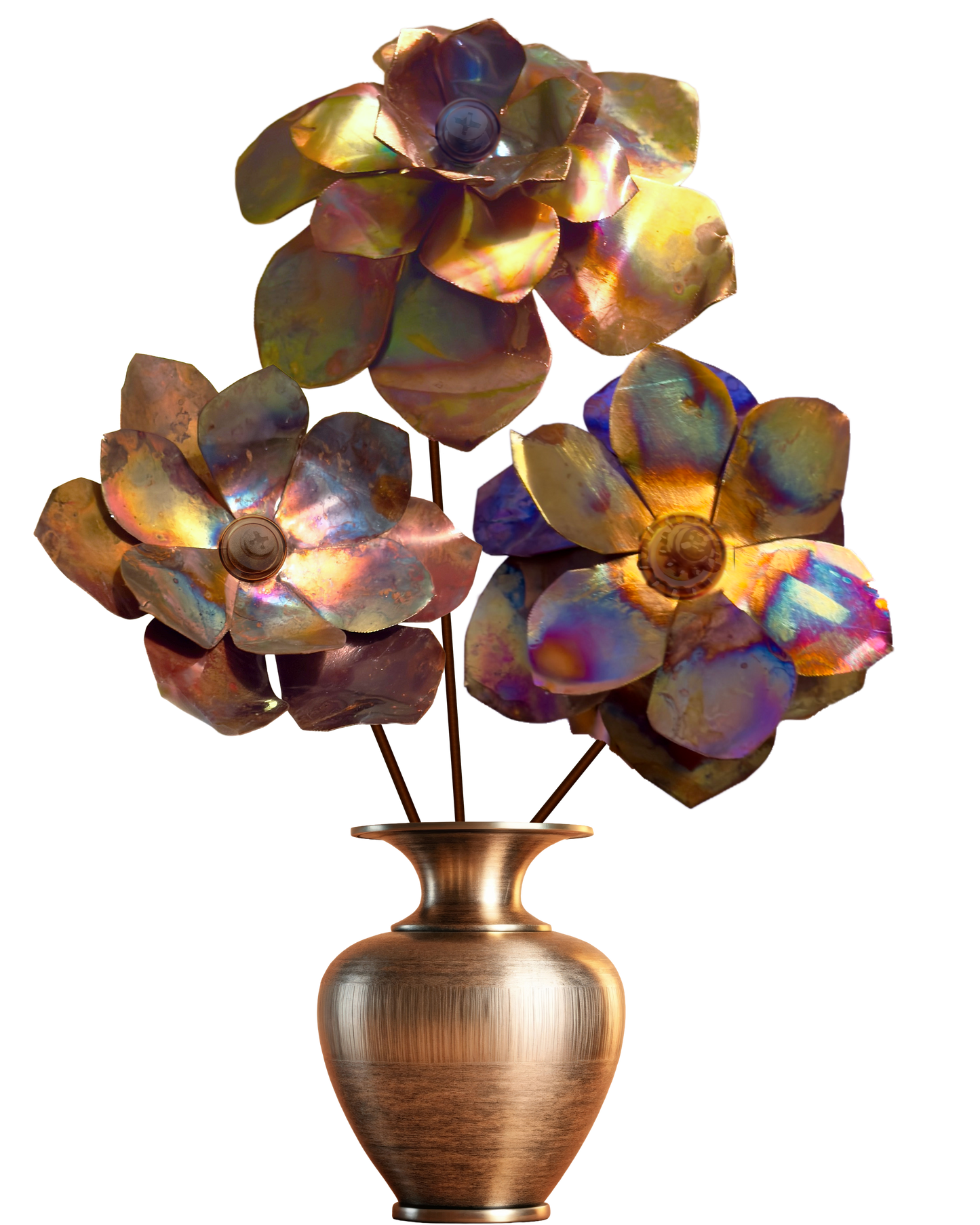 Flame Painted Copper Flower Sculptural One Of A Kind Handcrafted Patina Colors