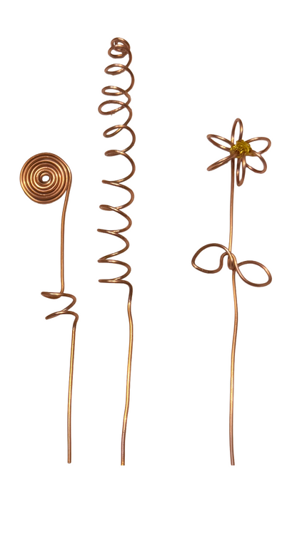 Whimsical Copper Plant Stakes Handmade Mini Garden Sculptures Plant Picks