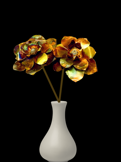 Flame Painted Copper Flower Sculptural One Of A Kind Handcrafted Patina Colors