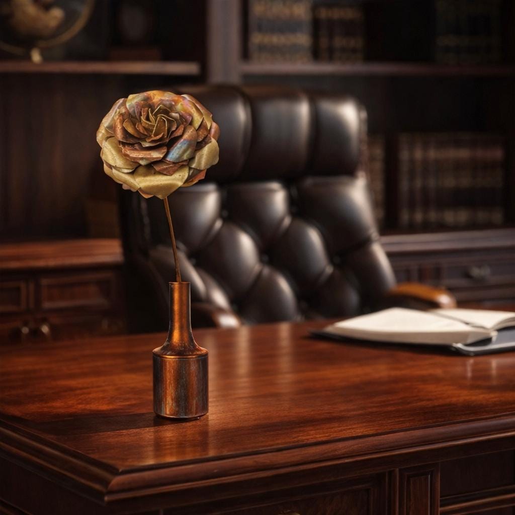 Flame Painted Rose | Hand-Crafted Copper Rose | Eternal Rose
