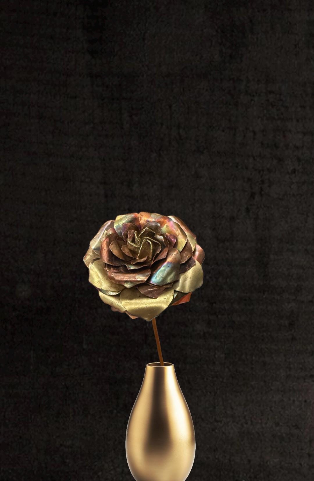 Flame Painted Rose | Hand-Crafted Copper Rose | Eternal Rose