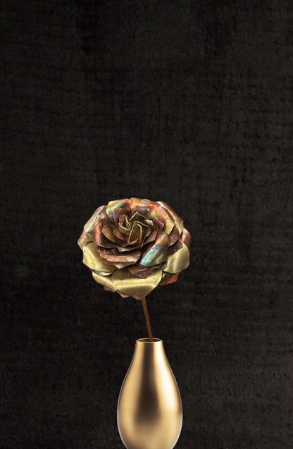 Flame Painted Rose | Hand-Crafted Copper Rose | Eternal Rose