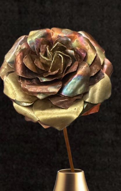 Flame Painted Rose | Hand-Crafted Copper Rose | Eternal Rose