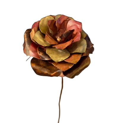 Flame Painted Copper Rose Sculpture - Eternal Rose - Handcrafted - Love is Love Edition
