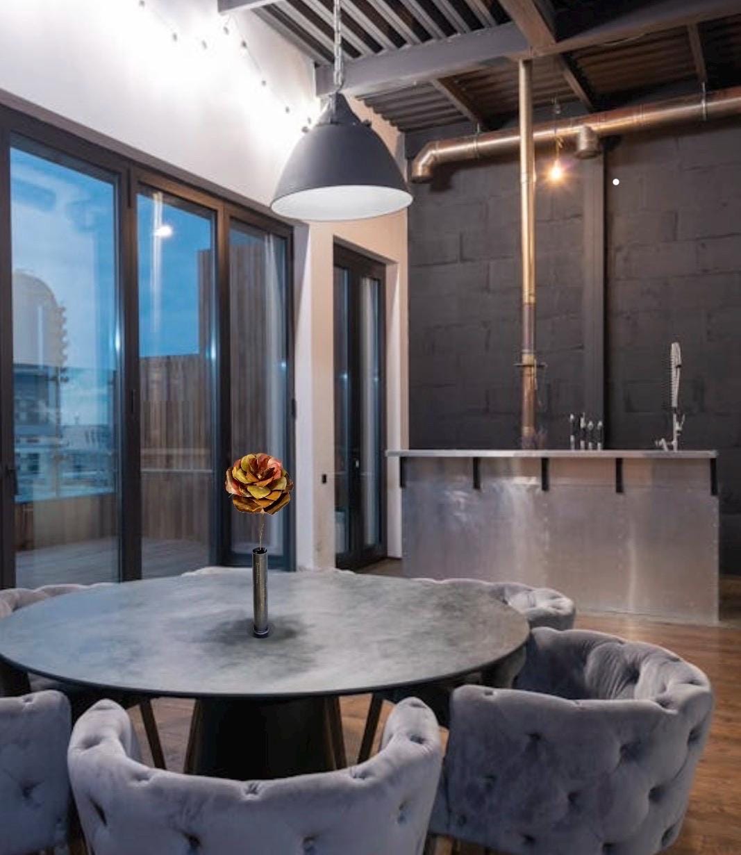 Flame Painted Copper Rose Sculpture - Eternal Rose - Handcrafted - Love is Love Edition