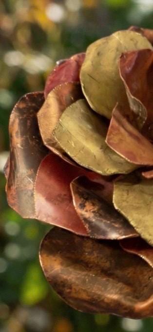 Flame Painted Copper Rose Sculpture - Eternal Rose - Handcrafted - Love is Love Edition