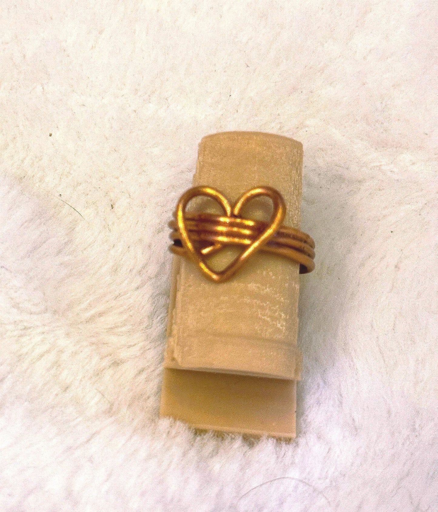Open Heart Copper Wire Ring - Runner Ups Collection – One of a Kind Handmade Jewelry – Experimental Design - size 6