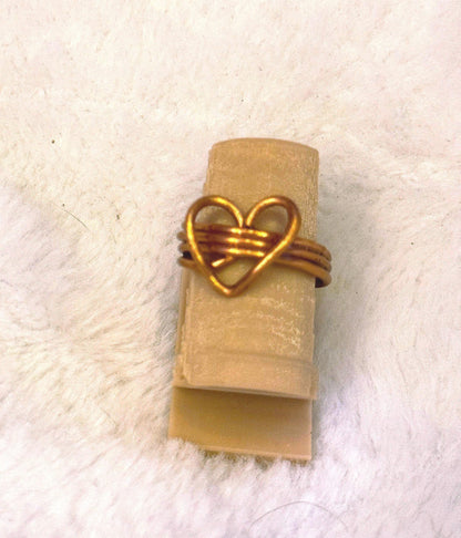 Open Heart Copper Wire Ring - Runner Ups Collection – One of a Kind Handmade Jewelry – Experimental Design - size 6
