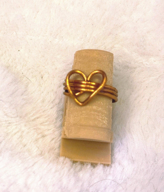 Open Heart Copper Wire Ring - Runner Ups Collection – One of a Kind Handmade Jewelry – Experimental Design - size 6
