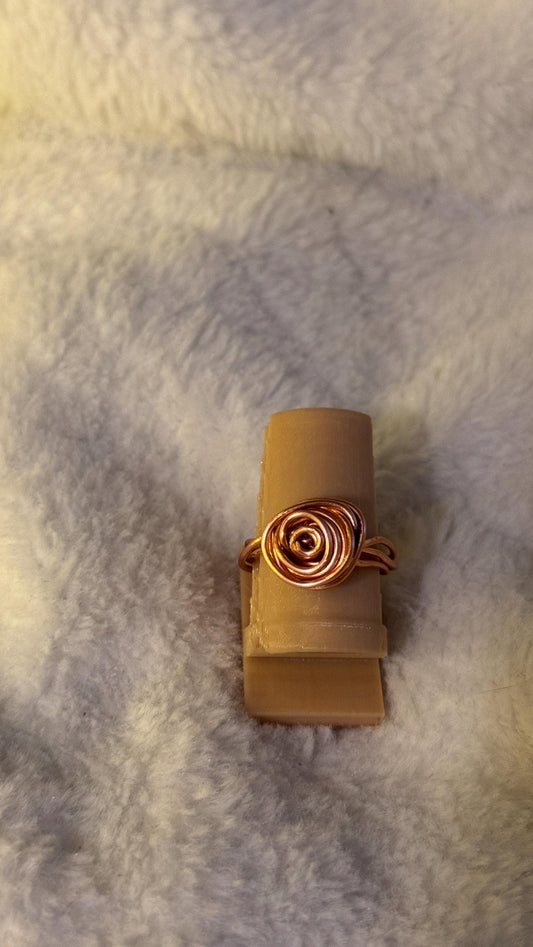 Copper Wire Rose Ring – Handmade Spiral Rose