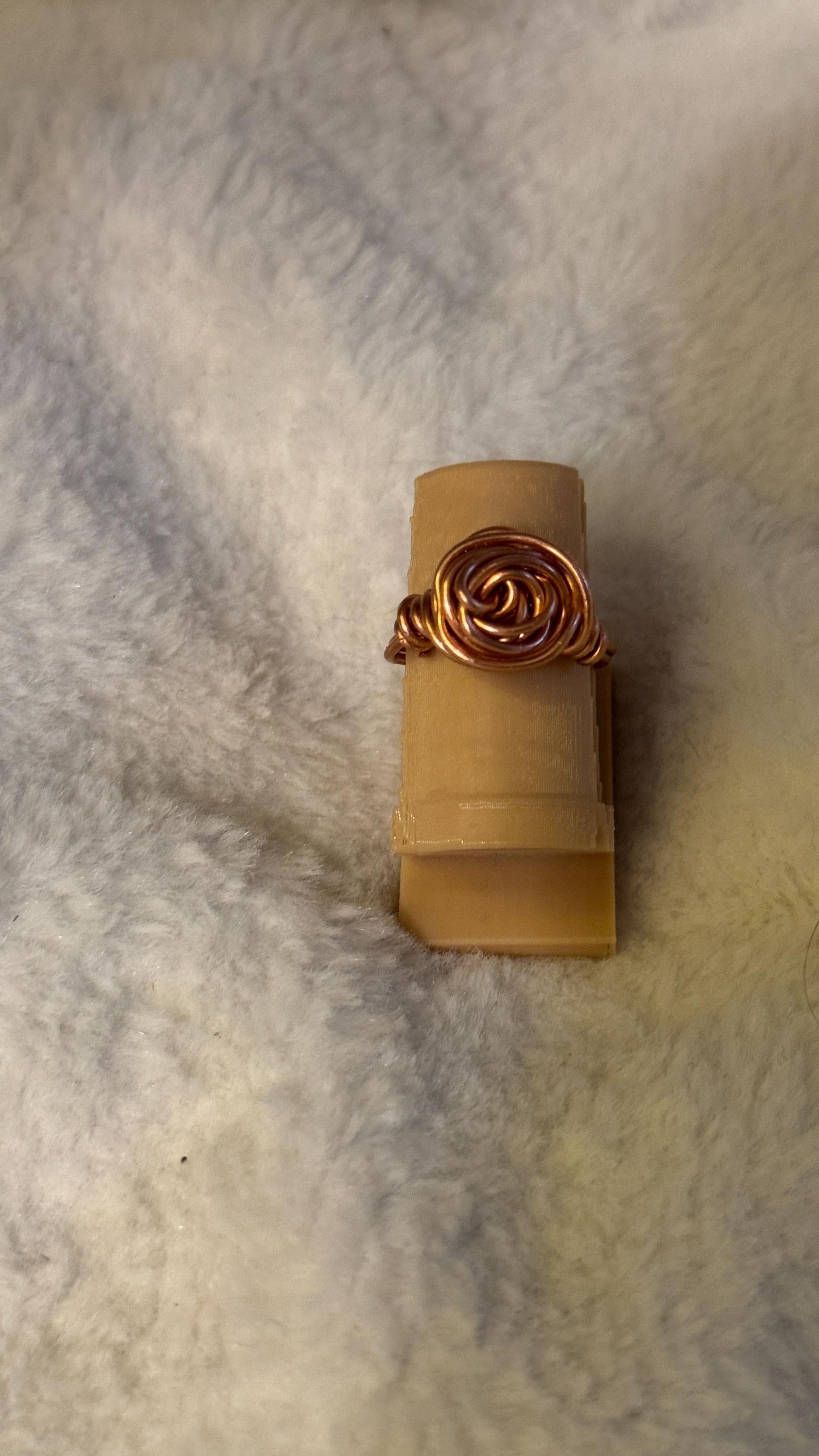 Copper Wire Rose Ring – Handmade Spiral Rose