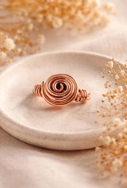 Copper Wire Double Spiral Single Band Ring – Handmade Spiral