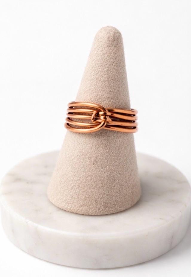Handmade Copper Wire Ring – Multi Band Wrap with Knot Detail