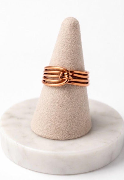 Handmade Copper Wire Ring – Multi Band Wrap with Knot Detail