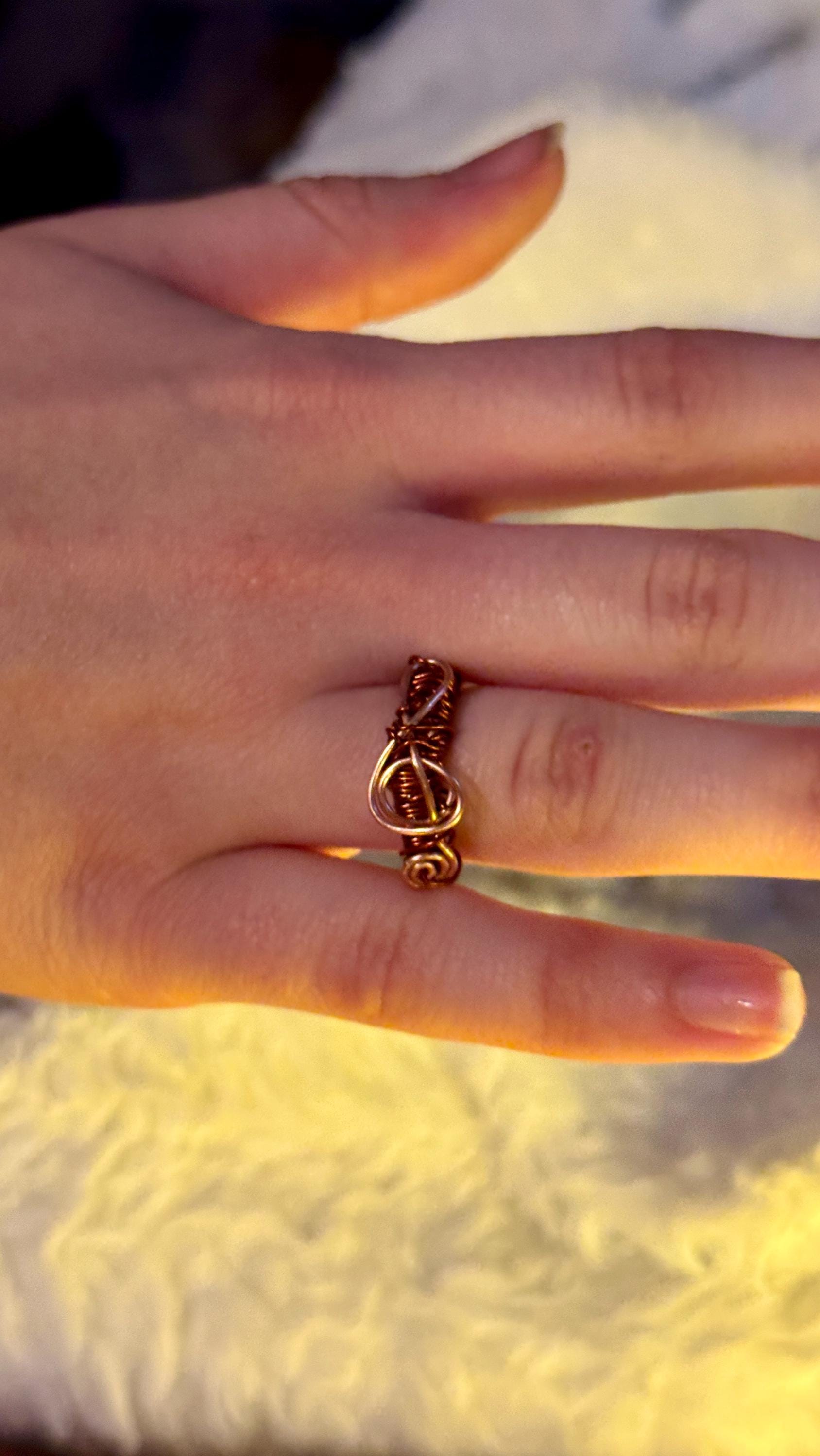 Treble Clef Copper Wire Ring - Runner Ups Collection – One of a Kind Handmade Jewelry – Experimental Design - Size 6