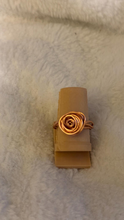Copper Wire Rose Ring – Handmade Spiral Rose