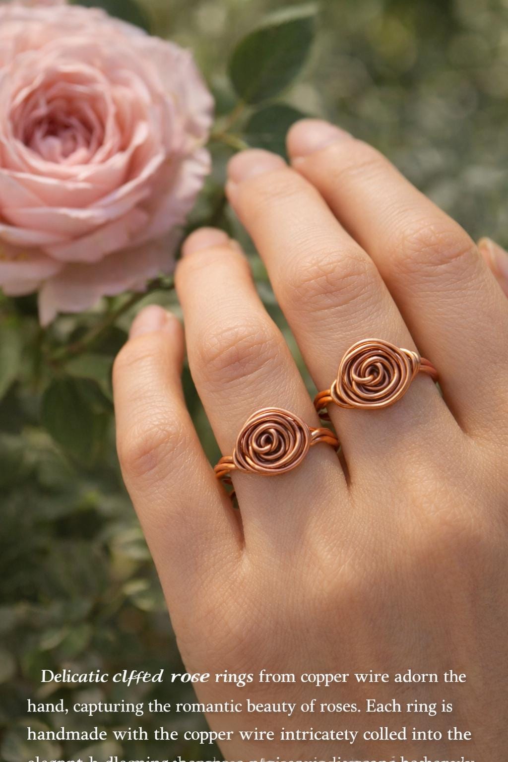 Copper Wire Rose Ring – Handmade Spiral Rose