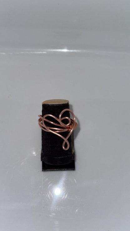 Handmade Wire Wrapped Heart Ring | Copper Swirl Statement Ring | Rustic Boho Jewelry | Romantic Artisan Gift for Her