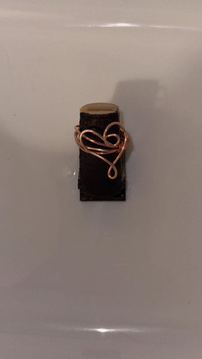 Handmade Wire Wrapped Heart Ring | Copper Swirl Statement Ring | Rustic Boho Jewelry | Romantic Artisan Gift for Her