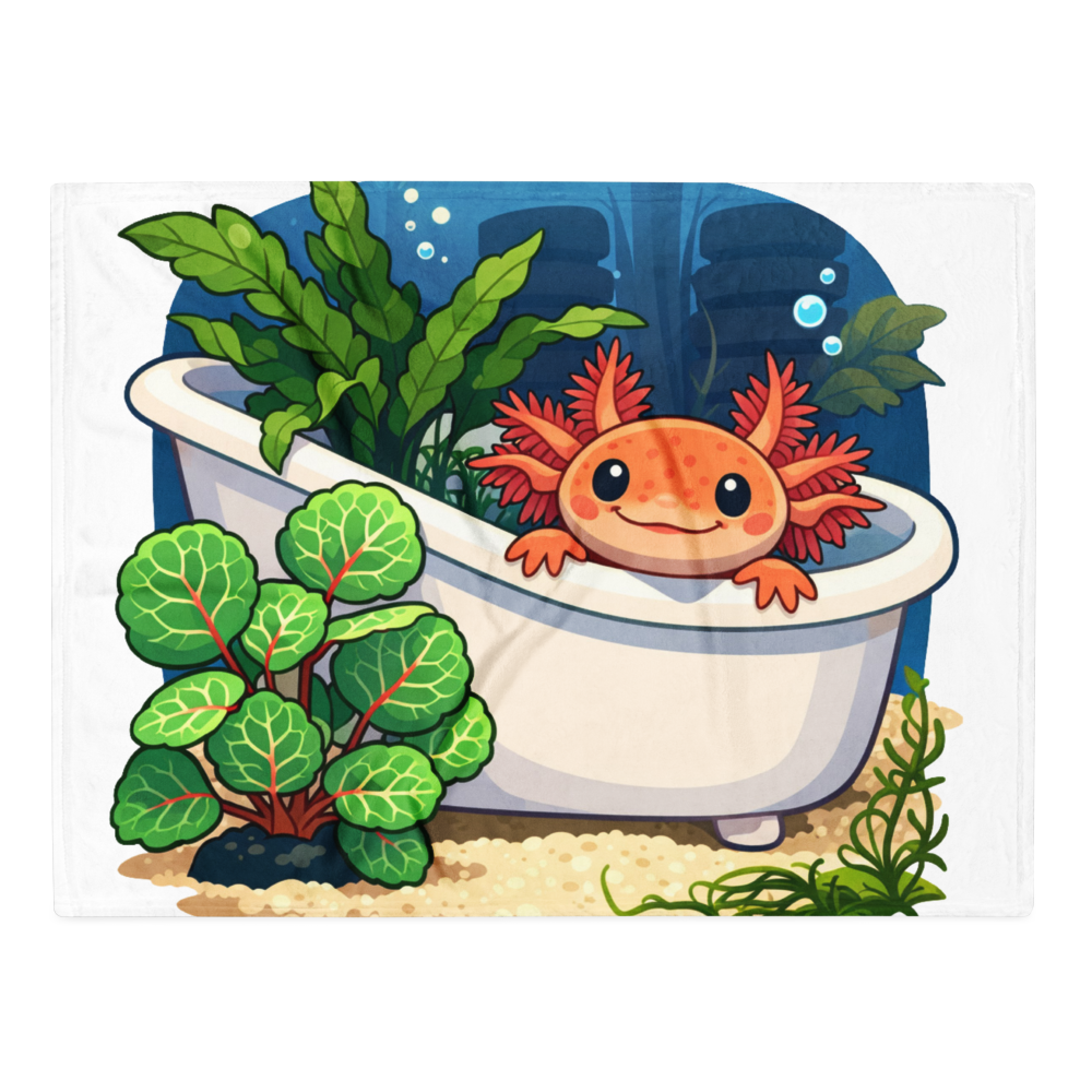Happy Axolotl Throw Blanket Silk Touch Cozy With High Contrast Print