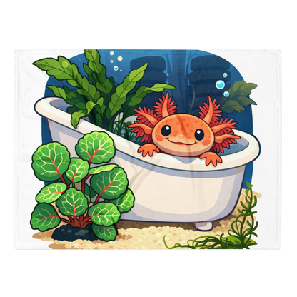 Happy Axolotl Throw Blanket Silk Touch Cozy With High Contrast Print