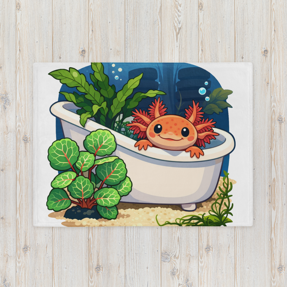 Happy Axolotl Throw Blanket Silk Touch Cozy With High Contrast Print