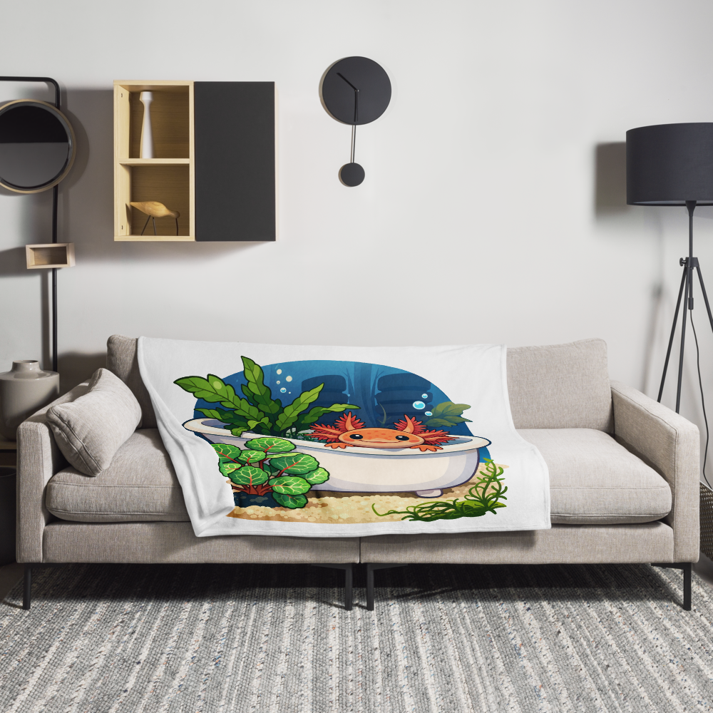 Happy Axolotl Throw Blanket Silk Touch Cozy With High Contrast Print