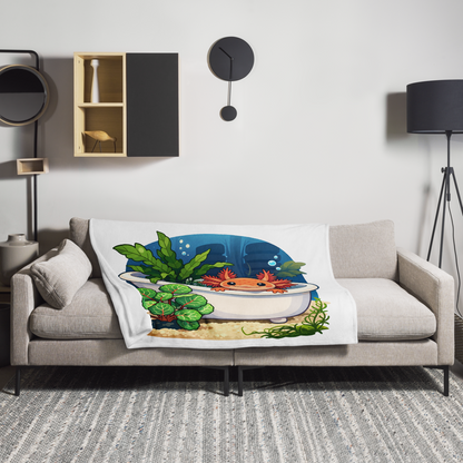 Happy Axolotl Throw Blanket Silk Touch Cozy With High Contrast Print